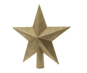 Kaemingk Christmas Tree Star - Five Point Gold Glitter Star 19cm Diameter