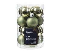 Kaemingk Glass Christmas Baubles, 3.5 cm, Pack of 16, Matte & Glossy, Small Tree Decorations for Christmas, Rosemary