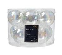 Kaemingk Glass Christmas Baubles - 6 cm x 10 Pieces, Matte & Glossy Tree Decorations, Clear Iridescent