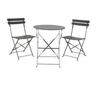 Kaemingk Helsingborg Steel Folding Bistro Set In Grey Garden Furniture - 60Cm Diameter Table