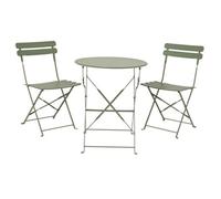Kaemingk Helsingborg Steel Folding Bistro Set In Sage Green Garden Furniture - 60Cm Diameter Table