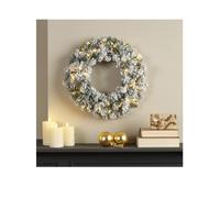 KAEMINGK Imperial Snowy Green Wreath With Warm White LEDs 50cm