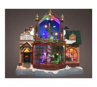 Kaemingk Led Christmas Toy Shop Scene Polyresin Indoor Decoration L.19Cm W.30.5Cm H.28.5Cm