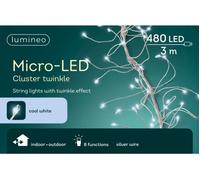 Kaemingk Micro LED Cluster Twinkle Lights 480 Cool White/Silver Cable