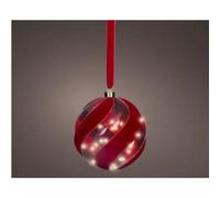 Kaemingk Micro Led Red Christmas Tree 20Cm Ball Hanging Ornament Steady Warm Light Indoor