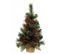 Kaemingk Mini Snowy Christmas Tree With Berries And Pine Cones In Jute Bag - 60Cm