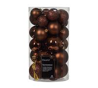 Kaemingk Plastic Christmas Baubles 4-6 cm x 30 Pieces Mix Christmas Tree Baubles Set Espresso Brown Leather Brown Chocolate Brown Chestnut Brown Copper Brown Cinnamon