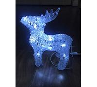 Kaemingk Reindeer LED Acrylic Figures Cool White 24cm 9.4inch LED Light Battery Operated with Timer