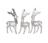 Kaemingk Reindeer Tree Decoration (Pack Of 3) Transparent (14.5Cm X 8Cm X 4Cm)