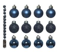 Kaemingk Set of 14 Mini Matt/Shiny/Glitter Christmas Tree Baubles Mix in Tube - 3cm Midnight Blue