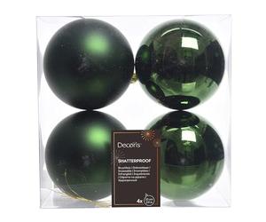 Kaemingk Shatterproof Pine Green Bauble 10cm Pack of 4 - Christmas