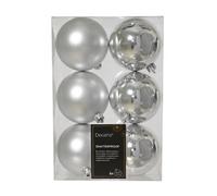 Kaemingk Shatterproof Plain Christmas Bauble (Pack Of 6) Silver (8Cm)