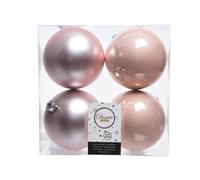 Kaemingk Shatterproof Plain Christmas Baubles (Pack Of 4) Blush Pink (10Cm)