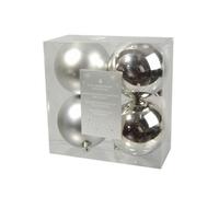 Kaemingk Shatterproof Plain Christmas Baubles (Pack Of 4) Silver (10Cm)
