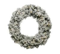 Snowy Green Lit Christmas Door Wreath - Warm White Leds - 50cm Diameter