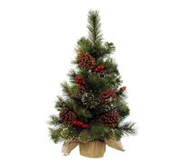 Kaemingk Snowy Mini Tree Berries Pine Cones 45cm Green/White