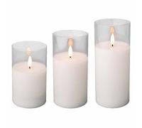Kaemingk Triple Pack LED Lit Flicker Flame Christmas Candles in Glass Jars