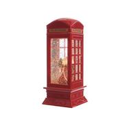 Kaemingk Water Snowstorm Phone Box With Farther Christmas - 27Cm - Warm White Led's