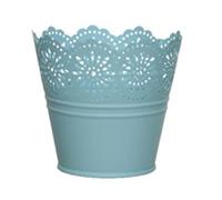 Kaemink Summer Bulb/Flower Plant Pot/Metal Planter - Ditsy Floral Cutout Detail - 10.5 cm - (Blue)