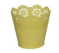 Kaemink Summer Bulb/Flower Plant Pot/Metal Planter - Ditsy Floral Cutout Detail - 10.5 cm - (Yellow)