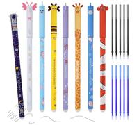 Kaempe Erasable Pens Animals, 8 Pcs Animal Pen That Rub Out With 10 Pcs Refills, Cartoon Erasable Gel Pens, Cute Rub Out Pen With Eraser For Office, School Stationery Supplies (Marine Animal_1)