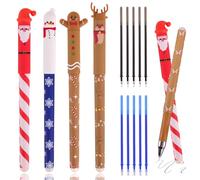 Kaempe Erasable Pens Animals, 8 Pcs Animal Pen That Rub Out With 10 Pcs Refills, Cartoon Erasable Gel Pens, Cute Rub Out Pen With Eraser For Office, School Stationery Supplies (Christmas)