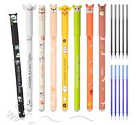 Kaempe Erasable Pens Animals, 8 Pcs Animal Pen That Rub Out With 10 Pcs Refills, Cartoon Erasable Gel Pens, Cute Rub Out Pen With Eraser For Office, School Stationery Supplies (Animal_3)