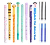 Kaempe Erasable Pens Animals, 8 Pcs Animal Pen That Rub Out With 10 Pcs Refills, Cartoon Erasable Gel Pens, Cute Rub Out Pen With Eraser For Office, School Stationery Supplies (Animal_1)