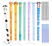Kaempe Erasable Pens Animals, 8 Pcs Animal Pen That Rub Out With 10 Pcs Refills, Cartoon Erasable Gel Pens, Cute Rub Out Pen With Eraser For Office, School Stationery Supplies