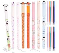 Kaempe Erasable Pens Animals, 8 Pcs Animal Pens That Rub Out With 12 Pcs Refills, Cartoon Erasable Gel Pens, Cute Rub Out Pen Animals With Eraser For Office, School Stationery Supplies