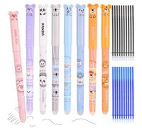 Kaempe Erasable Pens Animals, 8 Pcs Animal Pens That Rub Out With 20 Pcs Refills, Cartoon Erasable Gel Pens, Cute Rub Out Pen Animals With Eraser For Office, School Stationery Supplies
