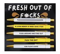 Kaempe Funny Pens, Fresh Out of Fucks Pen Set, Swear Word Daily Pen Set, Ballpoint Pen Set Secret Santa Gifts, Retractable Funny Pens with Sayings for Adult Coworkers Office Supplies Women