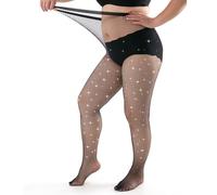 Kaempe Sparkly Fishnet Tights For Women Plus Size, Rhinestone Fishnet Tights Womens Plus Size, High Waist Sparkly Tights For Party, Glitter Fishnets Pantyhose Festival Outfit (XL)