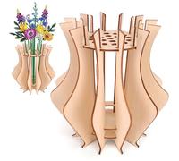 Kaempe Wooden Vase Compatible for Lego Flowers Bouquet, 3D Wooden Puzzle Vase for Lego Botanicals, Daffodils, Sunflowers, Roses, Cherry Blossom, Tulips, Lotus (Style 2)