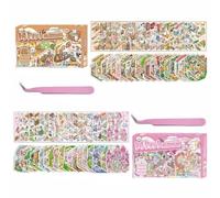 kaensc 40 Sets 3D DIY Sticker Scenes with Box-Packed with 2 Tweezers for Adults Relief Stress Pass The Time,Cartoon Fun 3D House Stickers Reusable Make Your Own Miniature Shop