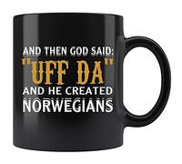 Kaenue and Then God Said Uff Da and He Created Norwegians 11oz Ceramic Coffee Mug, Norwegian Culture Quote Handled Mug