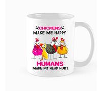 Kaenue Chickens Make Me Happy Humans Make My Head Hurt Chicken Lover White Ceramic Coffee Mug 11oz, Satirical Novelty Tea Cup, Birthday Christmas Gift