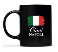 Kaenue Ciao Italia Tricolore Italian Flag Naples Italy Pride Ceramic Coffee Mug 11oz, Double Sided Print, National Pride Novelty Cup