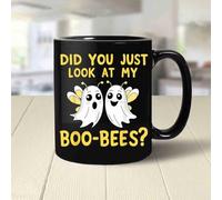 Kaenue Did You Just Look At My Boo-Bees Halloween Ghosts Black 11oz Ceramic Coffee Mug, Halloween Spooky Funny Quote Handled Mug