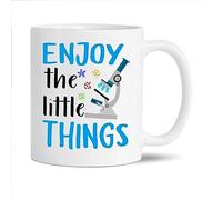 Kaenue Enjoy The Little Things Biologist Microbiologist Ceramic Coffee Mug 11oz, Novelty Tea Cup, Lab Week Laboratory Gift for Student Teacher