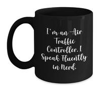 Kaenue Funny Air Traffic Controller Gifts: Unique Birthday Presents for Genius Lovers with Humorous I Speak Fluently in Nerd Ceramic Mugs (11oz, Microwave and Dishwasher Safe)