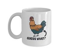 Kaenue Funny & Crazy Vintage Guess What Chicken Butt 11Oz Mug, Double Sided Print, Ceramic Tea Cup, Humorous Novelty Cup