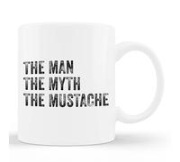 Kaenue Funny The Man The Myth The Mustache Vintage Cup 11Oz Accent Mug, Double Sided Print, Humorous Quote, Office Desk Decor