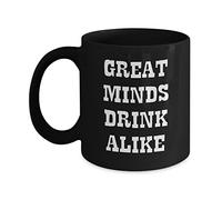 Kaenue Great Minds Drink Alike Black Acrylic Coffee Mug 11oz, Double Sided Print, Humor Novelty Cup