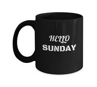 Kaenue Hello Sunday Black Premium Ceramic Coffee Mug 11oz, Novelty Tea Cup, Cute Funny Daily Cup