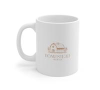 Kaenue Homestead Farming 11oz White Ceramic Coffee Mug, Farm Life Printed Handled Mug