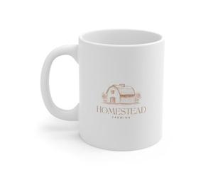 Kaenue Homestead Farming 11oz White Ceramic Coffee Mug, Farm Life Printed Handled Mug