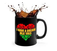 Kaenue I Have A Dream MLK 1963 Black History Juneteenth 11oz Black Ceramic Coffee Mug, Historical Quote Handled Mug