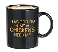 Kaenue I Have to Go My Chickens Need Me Black Video Game Ceramic Coffee Mug 11oz, Novelty Tea Cup, Stardew Valley Gamer Gift