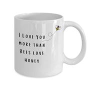 Kaenue I Love You More Than Bees Love Honey Printed Ceramic Coffee Mug 11oz, Novelty Tea Cup, Valentine's Day Bee Lover Gift